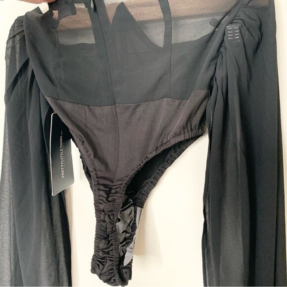 NWT Pretty Little Thing Goth Chiffon Halterneck Underbust Corset Bodysuit 2 - Picture 9 of 11